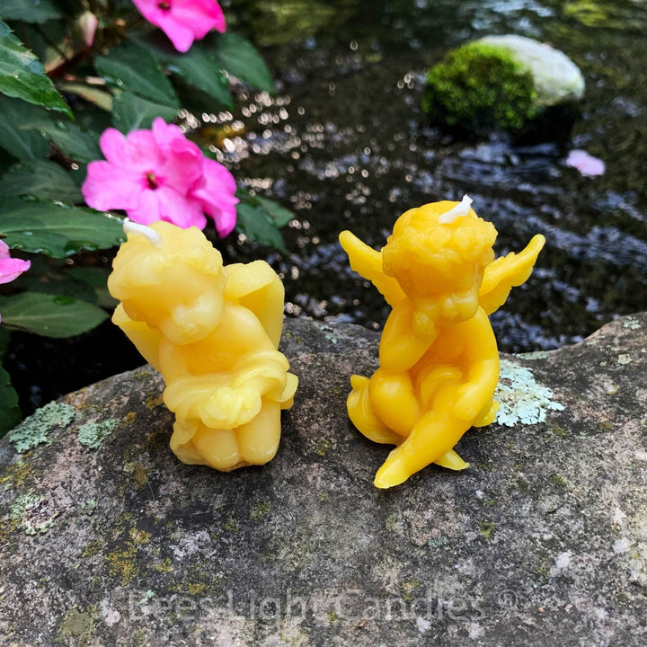 Angel Beeswax Candles | All Natural Yellow Beeswax Candle Set | Cupid | Christmas | Holiday | Heaven | Hell | Angels Wings | USA Honey Scent - Bees Light Candles