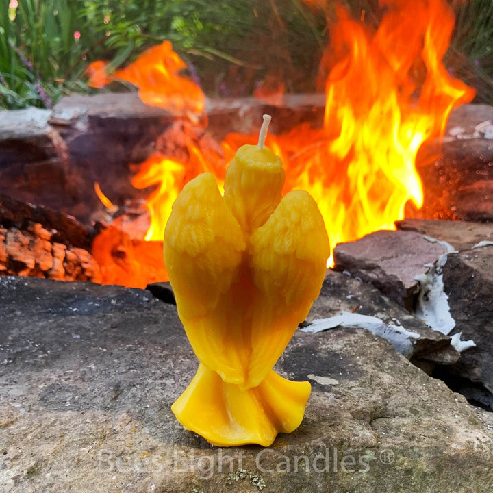 Angel Beeswax Candles | All Natural Yellow Beeswax Candle Set | Cupid | Christmas | Holiday | Heaven | Hell | Angels Wings | USA Honey Scent - Bees Light Candles