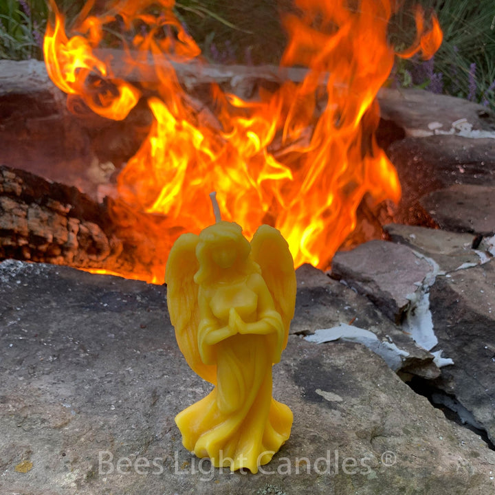 Angel Beeswax Candles | All Natural Yellow Beeswax Candle Set | Cupid | Christmas | Holiday | Heaven | Hell | Angels Wings | USA Honey Scent - Bees Light Candles