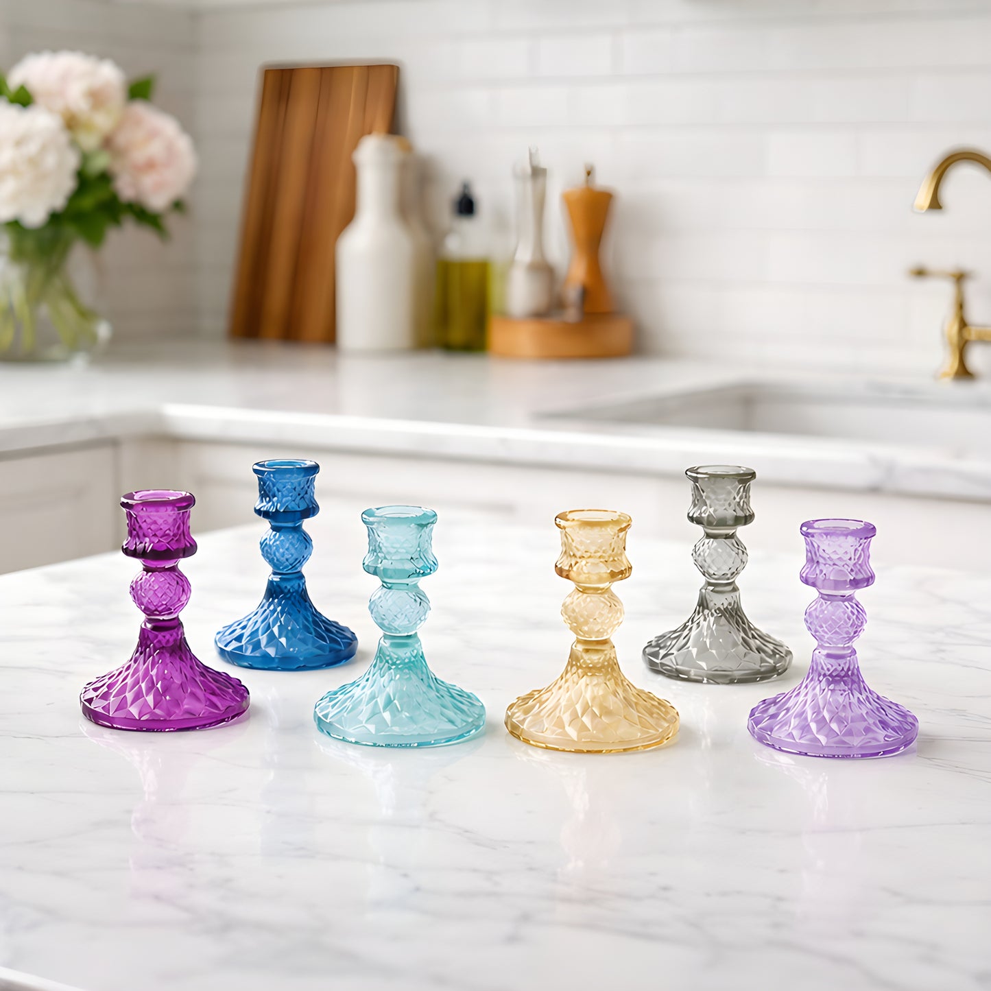 Colored Glass Taper Holder | Bronze