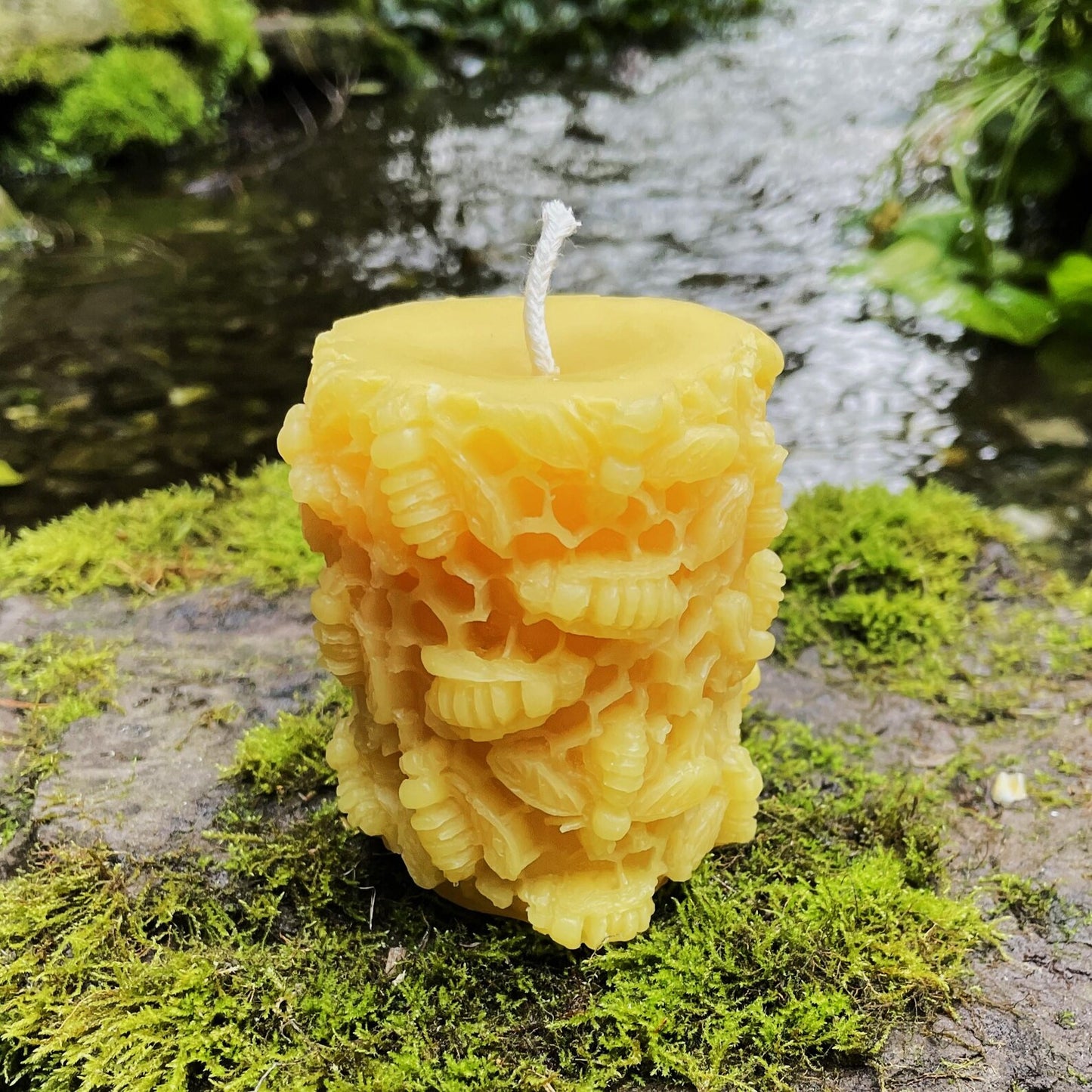 Honeycomb Bees Beeswax Pillar Candle