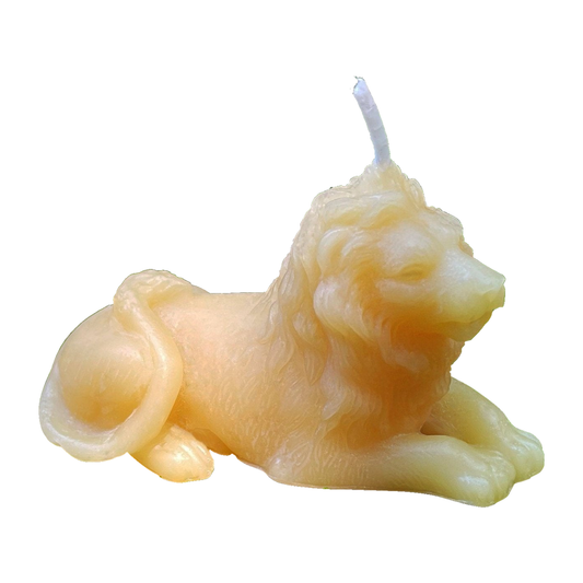 Lion Beeswax Candle on a white background