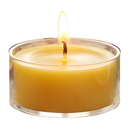 Handmade Scented Beeswax Tealights on a white background.