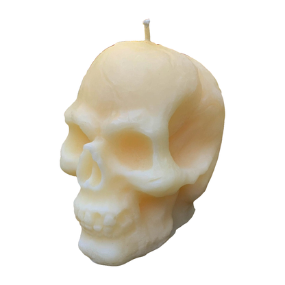 Large Skull Beeswax Candle (White or Yellow) on a pure white background