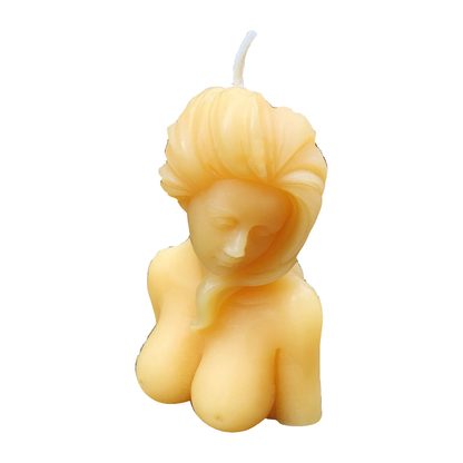 Beautiful Lady Beeswax Candle on a pure white background
