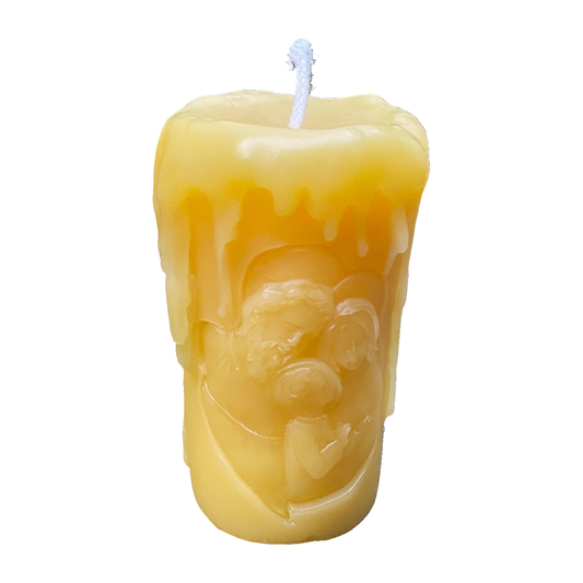 Holy Family Beeswax Candle on a pure white background.