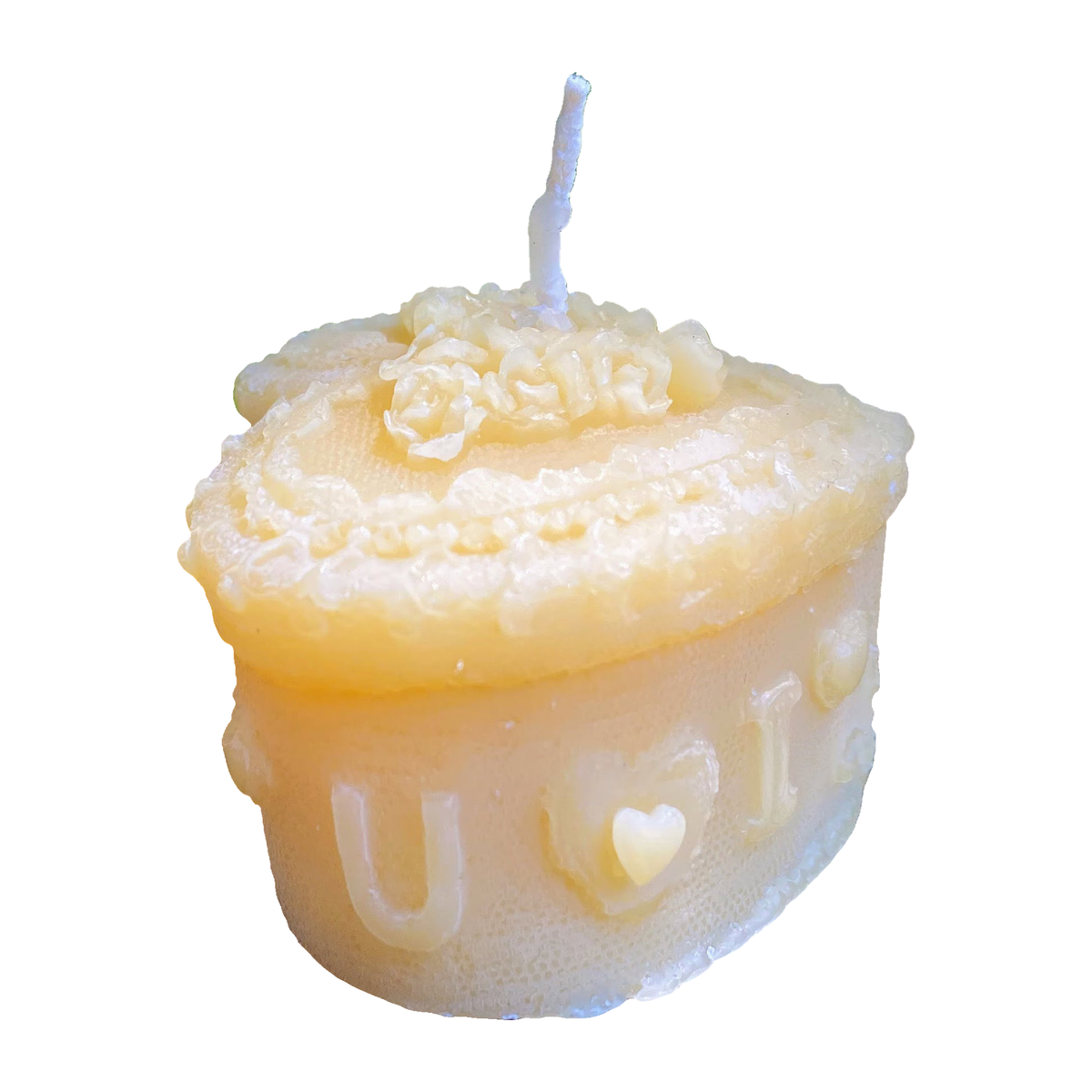 Heart Gift Box Beeswax Candle on a pure white background