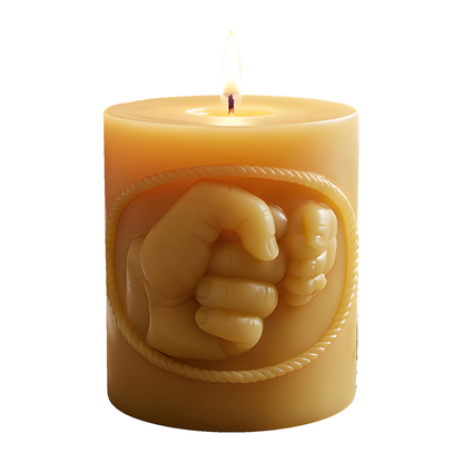 Best Dad in the World Beeswax Candle on a pure white background