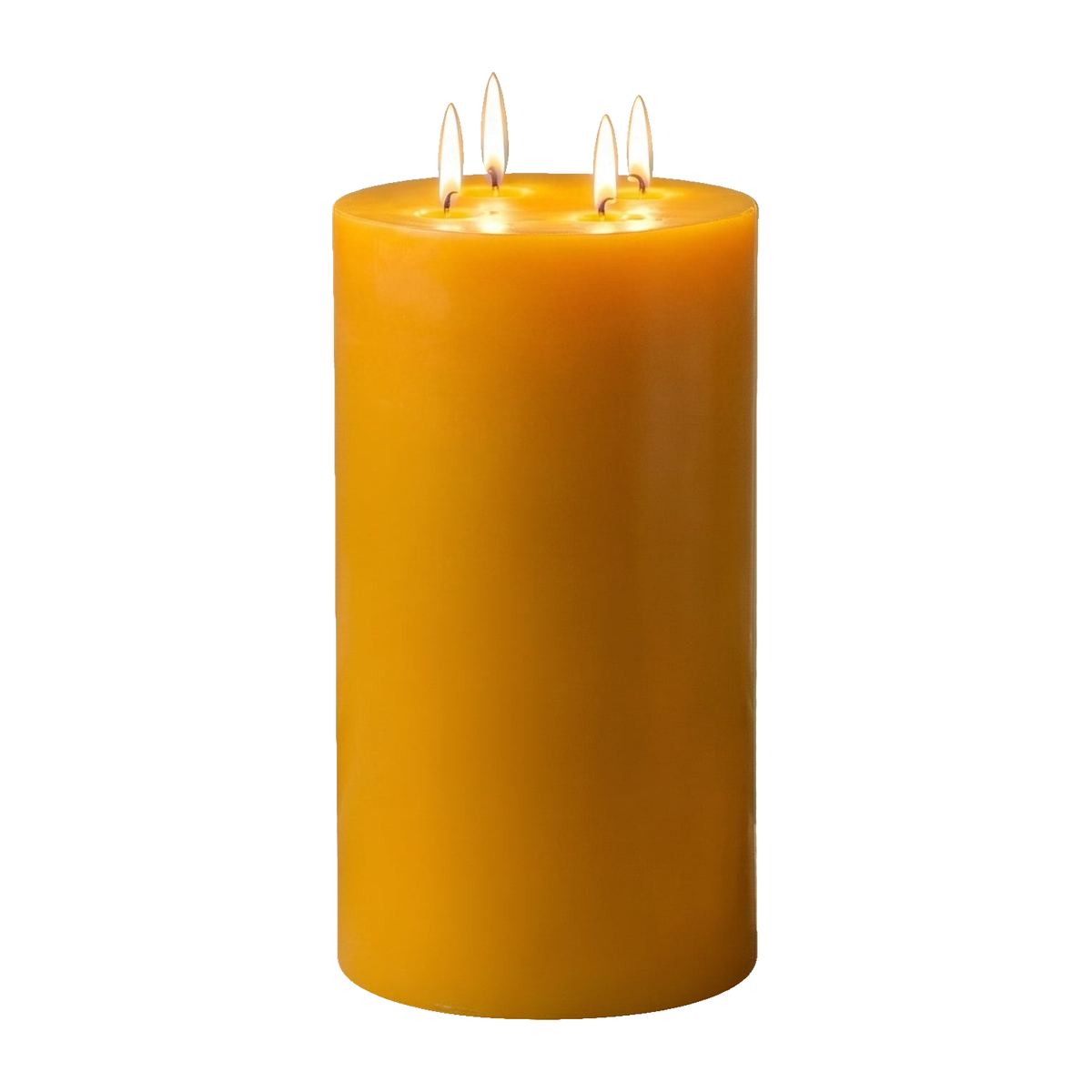 6x11" Yellow Beeswax Pillar Candle on a pure white background, original product photograph