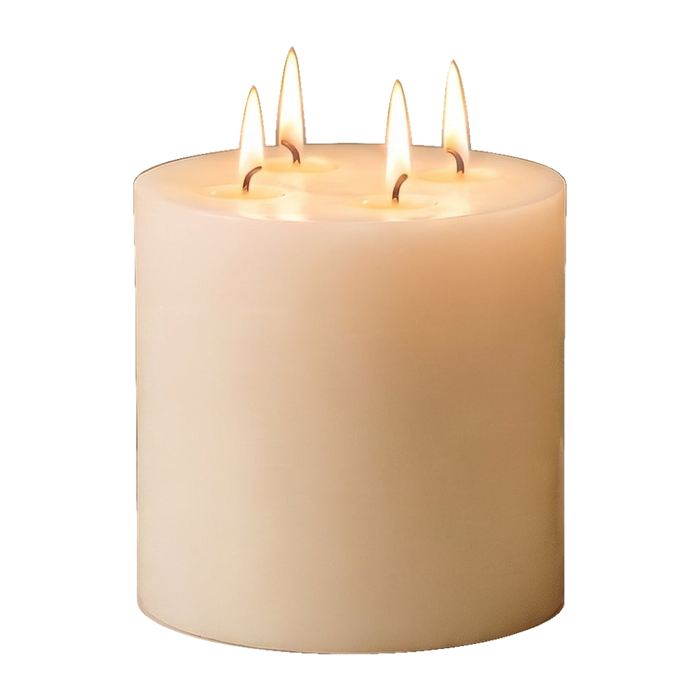 6x6" White Beeswax Pillar Candle on a pure white background, original product photograph