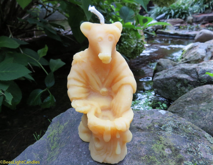 Big Bear with Honey Candle | Made with 100% Natural Beeswax | Gift | Birthday Party Present | Animal | Bears | Bath Robe - Bees Light Candles