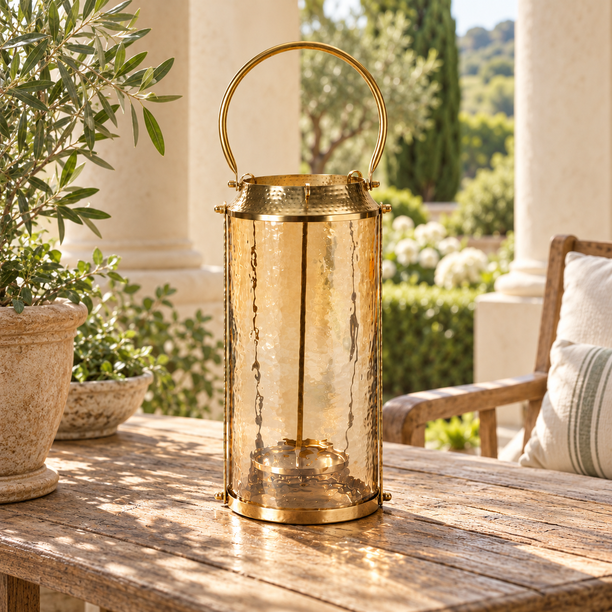 Lantern 7.25"D x 15.5"H Iron/Glass in a styled home setting