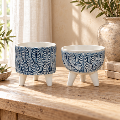 Geometric Leaf Planter with Legs (Set of 2) in a styled home setting