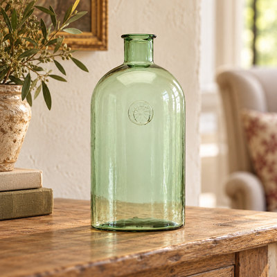 Sage Glass Bottle Neck Vase 12"H