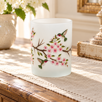 Glass Hummingbird Votive Candle Holder (Set of 6) in a styled home setting
