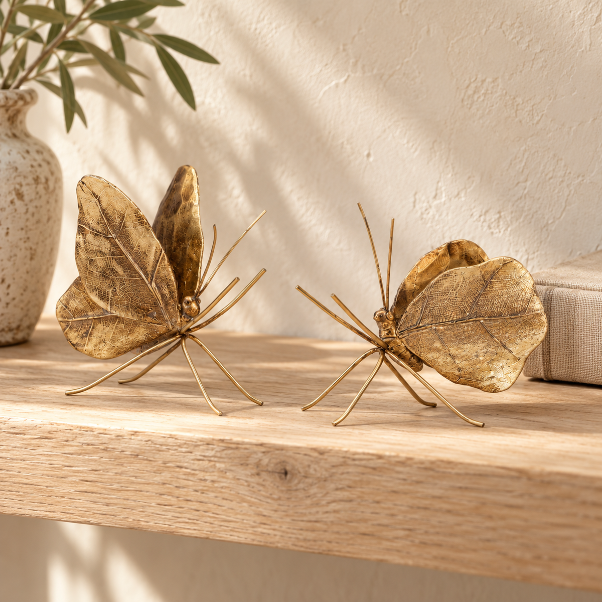 Leaf Butterfly Shelf Sitter (Set of 2) in a styled home setting