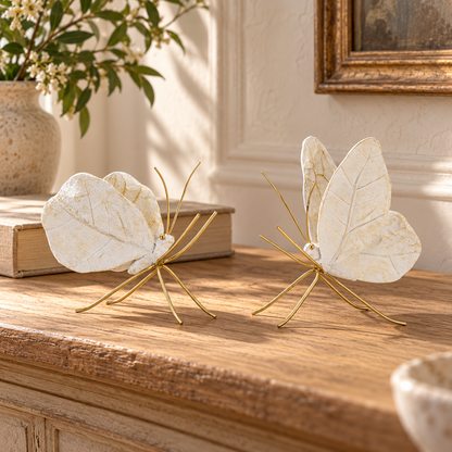 Leaf Butterfly Shelf Sitter (Set of 2) in a styled home setting