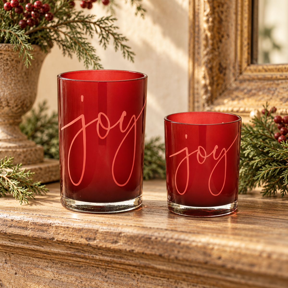 Joy Glass Votive Holder (Set of 2) in a styled home setting