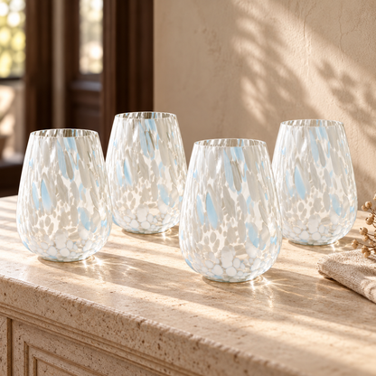 Painted Glass Candle Holder Vase (Set of 4) in a styled home setting