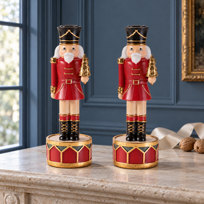 Nutcracker Candle Holder (Set of 2) 9.25"H Resin in a styled home setting