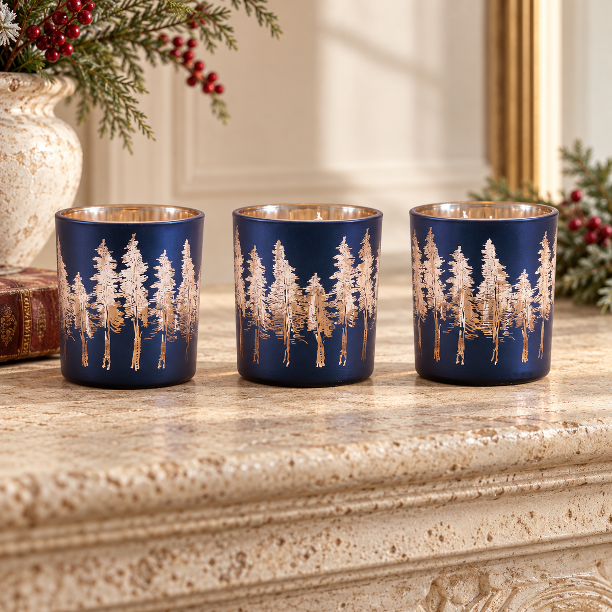 Votive Holder (Set of 3) 3"H Glass in a styled home setting