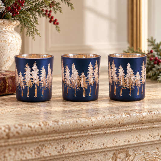 Votive Holder (Set of 3) 3"H Glass in a styled home setting