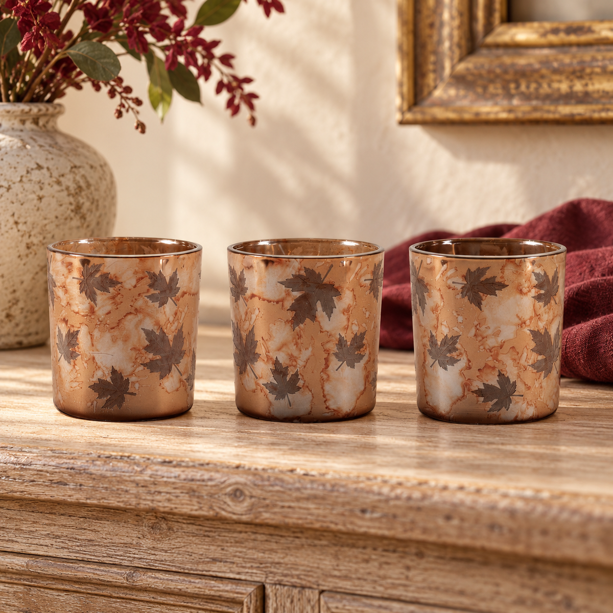 Votive Holder (Set of 3) 2.75"D x 3"H Glass in a styled home setting