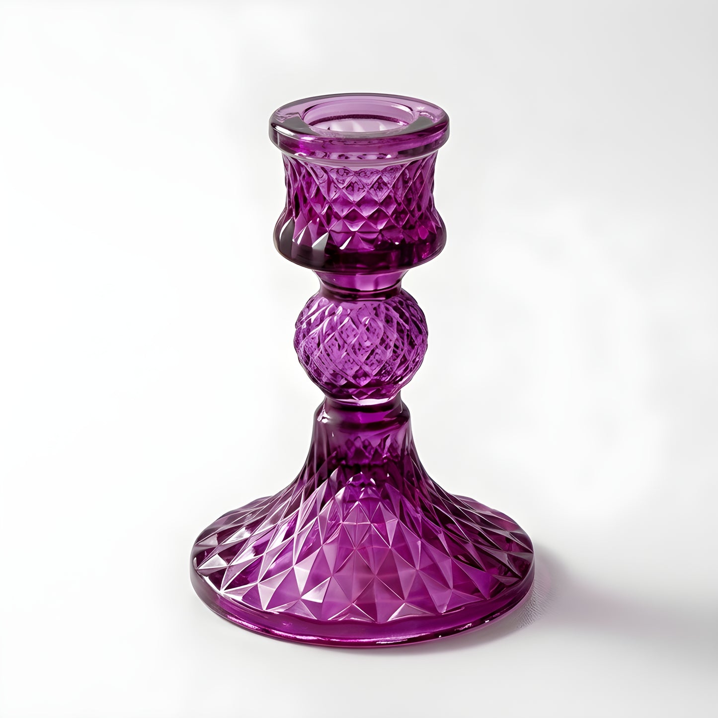 Colored Glass Taper Holder | Dark Purple