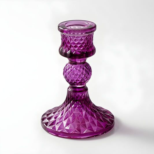 Colored Glass Taper Holder | Dark Purple