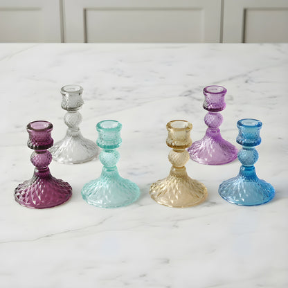 Colored Glass Taper Holder | Violet