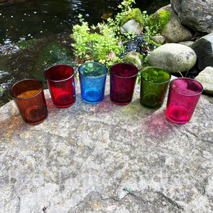 Colored Glass Votive Holders | With or Without Beeswax Candles | Container Votives | Beautiful Glass | Multicolor | Rainbow | Festive | NEW - Bees Light Candles