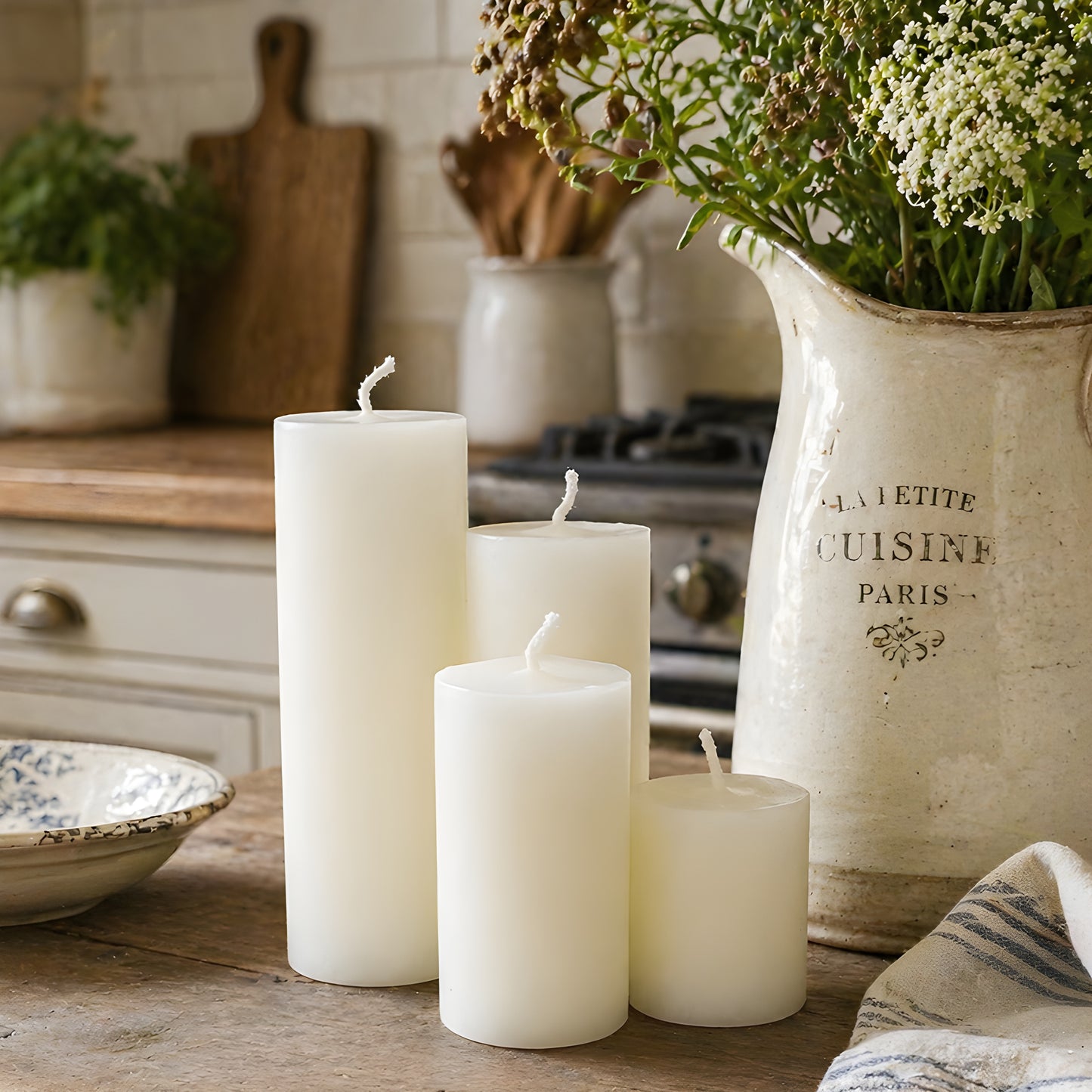 White Beeswax 2 Inch Pillar Candle Set