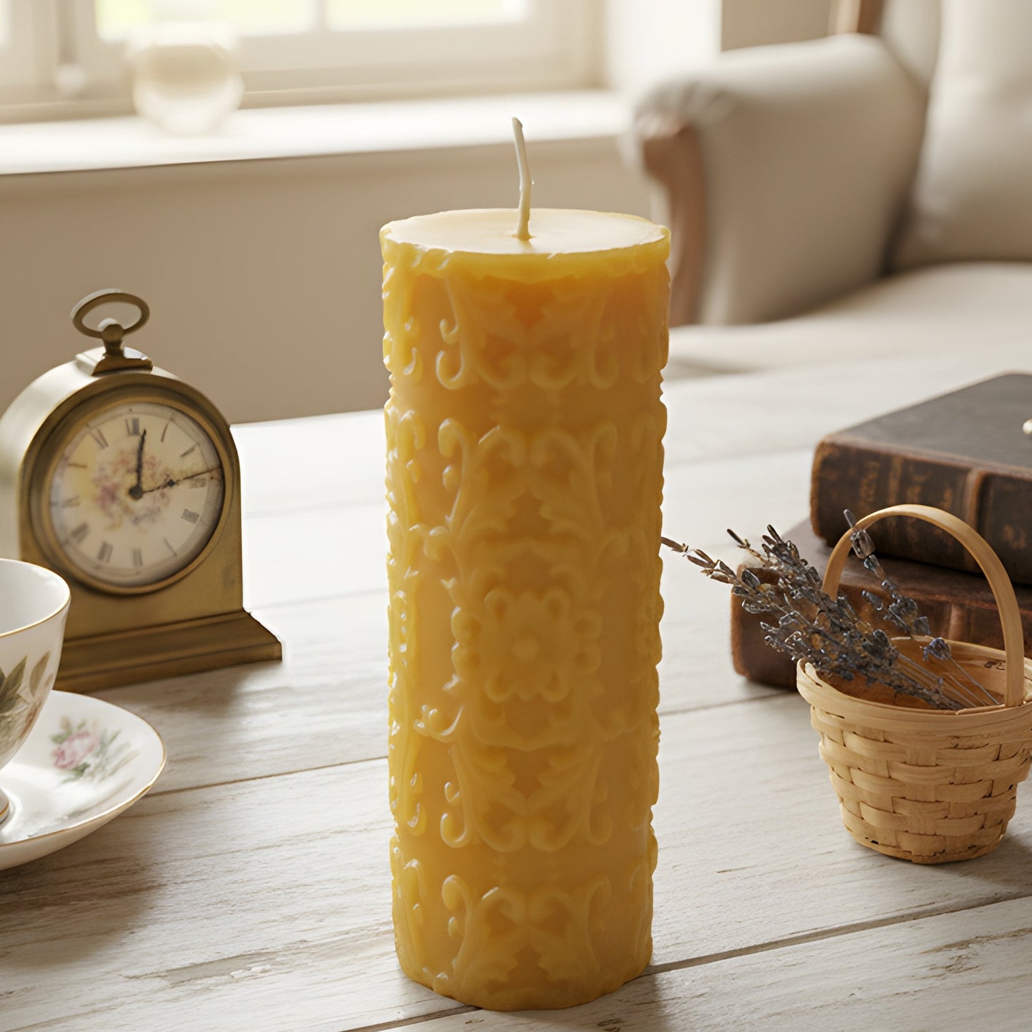 French Country Beeswax Pillar Candle