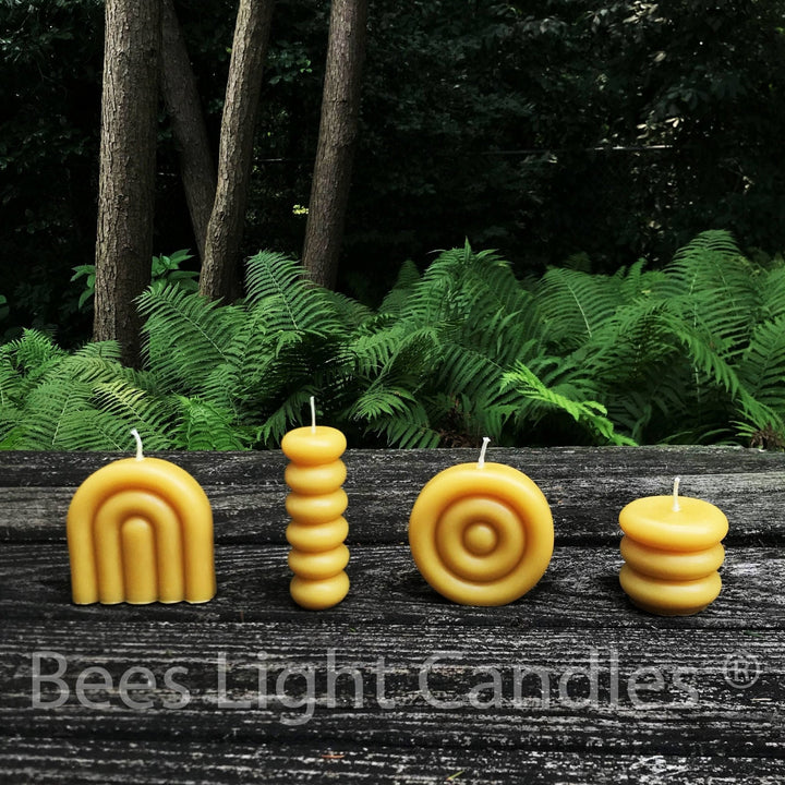 Donut Beeswax Candle Collection | Modern Unique Designer Candles | Handmade in USA | 100% All Natural Bees Wax | Honey Scent | Centerpiece - Bees Light Candles