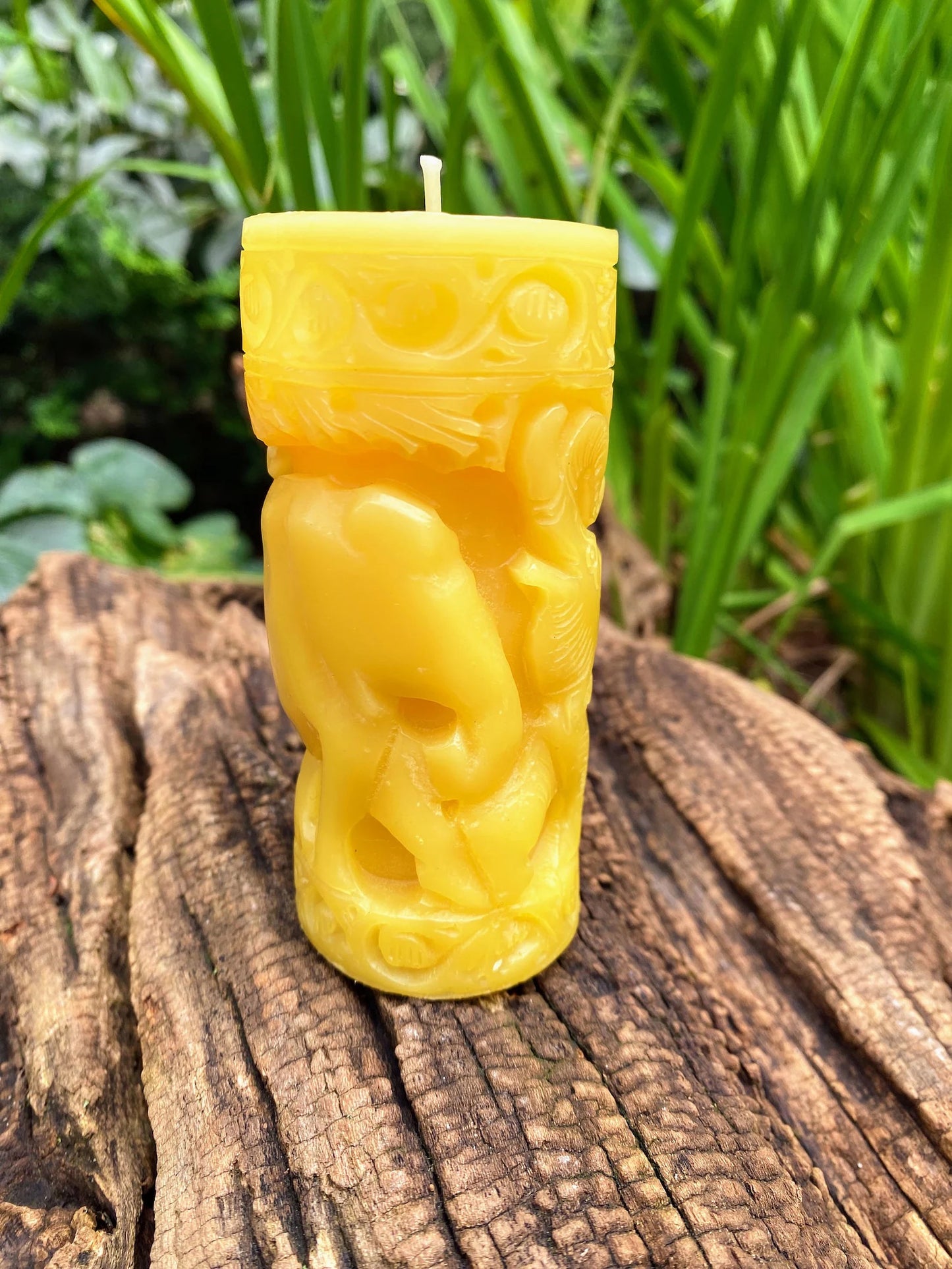 Elephant Jungle Beeswax Pillar