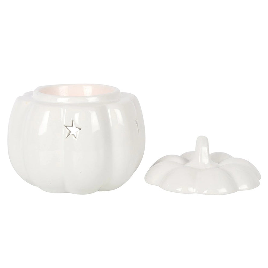 White Jack-O'-Lantern Oil Burner | Ceramic Halloween Pumpkin