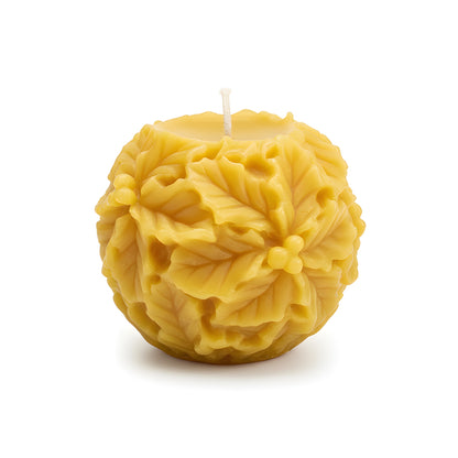Holly Leaf & Berry Beeswax Candle