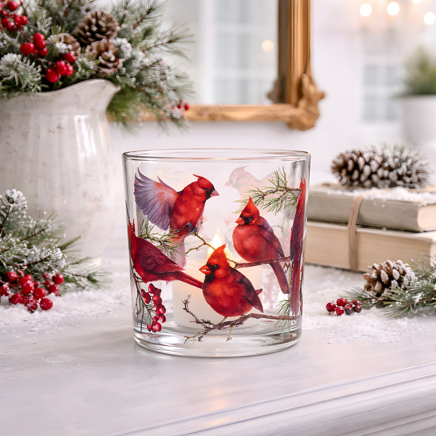 Cardinals Votive Glass 3 Inch Holder