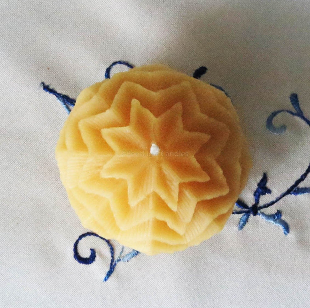 Fairy Ball 100% Pure Beeswax Candle | Handcrafted in the USA | Intricate Designed Sphere | Globe | Bees Wax Candles Gift Idea - Bees Light Candles