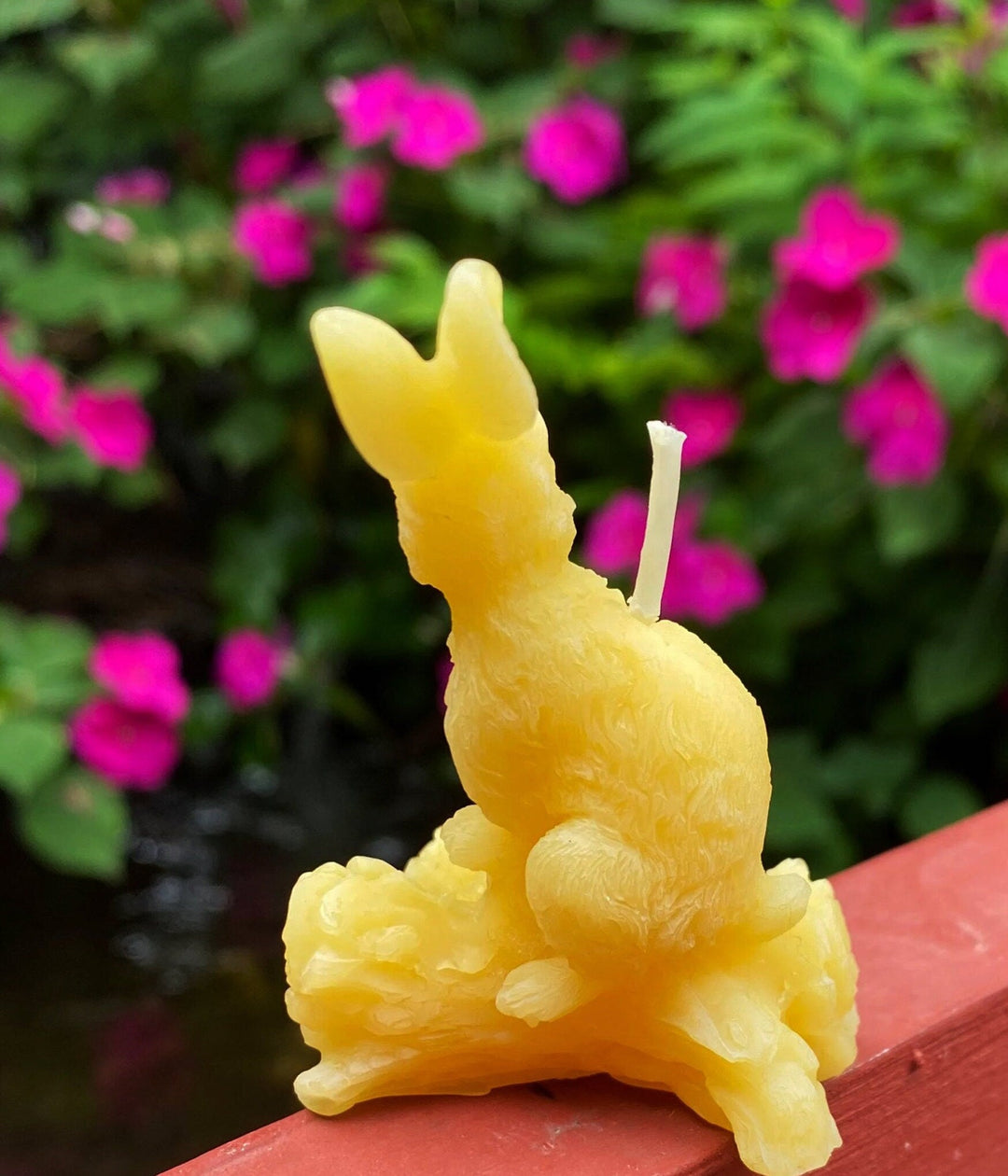 Hare Beeswax Candle | Rabbit on Log Bees Wax Candles | Long Eared | Animals | Forest Scene | Ornamental | Unique Gift | USA | Pure | Natural - Bees Light Candles