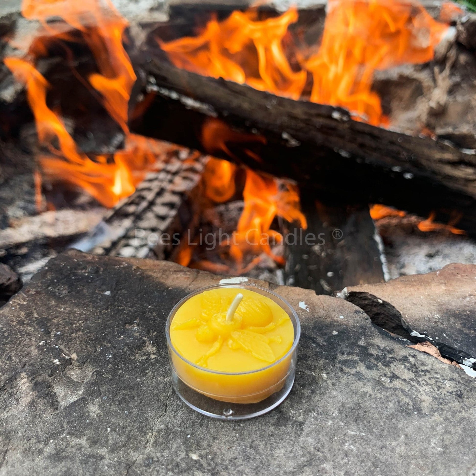 Honey Bee Tealight Beeswax Candles BULK 100% Natural | Handmade USA | Sets 6 | 12 | 18 | 24 | 36 | 48 | 72 Tea Lights | Wedding Event Party - Bees Light Candles