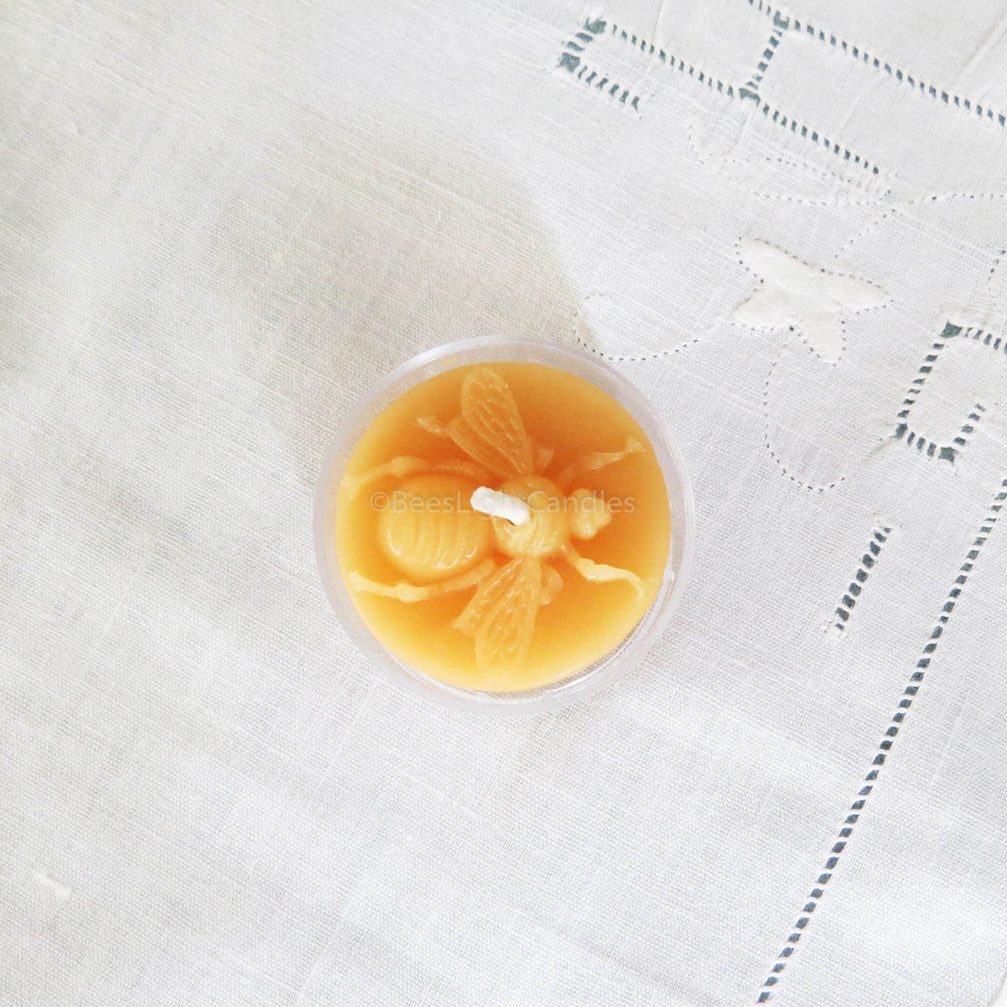 Honey Bee Tealight Beeswax Candles BULK 100% Natural | Handmade USA | Sets 6 | 12 | 18 | 24 | 36 | 48 | 72 Tea Lights | Wedding Event Party - Bees Light Candles