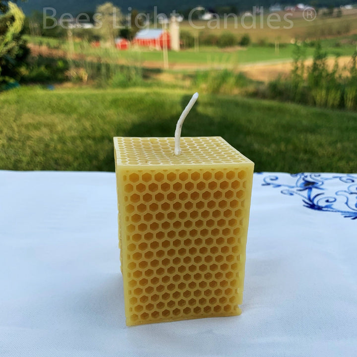 Honeycomb Candle Set | 100% Natural Beeswax | Honey Comb | Cube | Square | Rectangle | Cylinder | Curvy | Tabletop Decor Candles | Bees Wax - Bees Light Candles