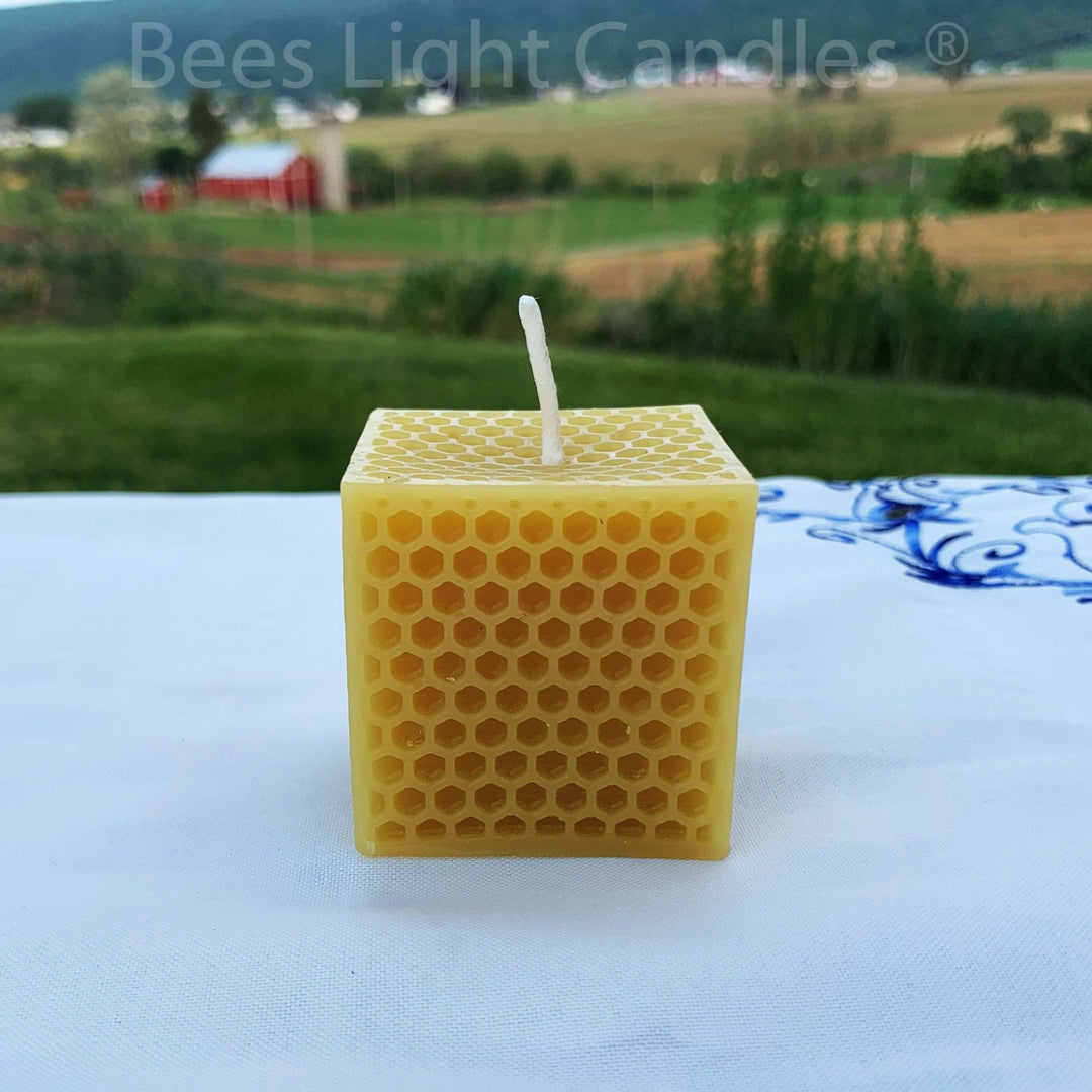 Honeycomb Candle Set | 100% Natural Beeswax | Honey Comb | Cube | Square | Rectangle | Cylinder | Curvy | Tabletop Decor Candles | Bees Wax - Bees Light Candles