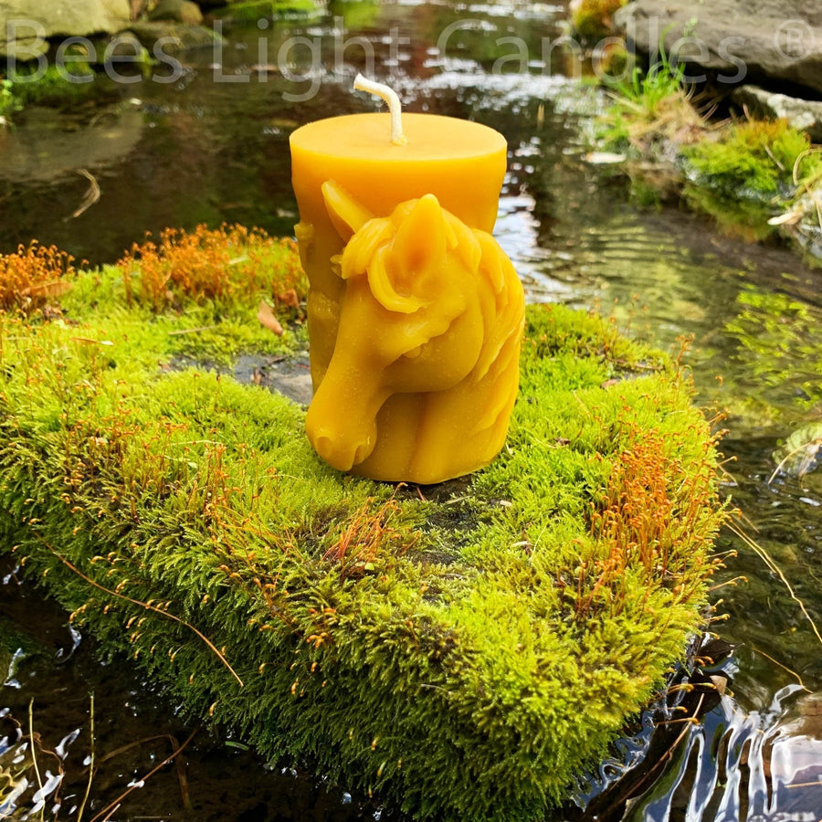 Horse Beeswax Candle | 100% All Natural Beeswax | Cotton Wick | Bees Wax Stallion | Jockey | Riding | Rider | Gift | Racing | Show | Pillar - Bees Light Candles