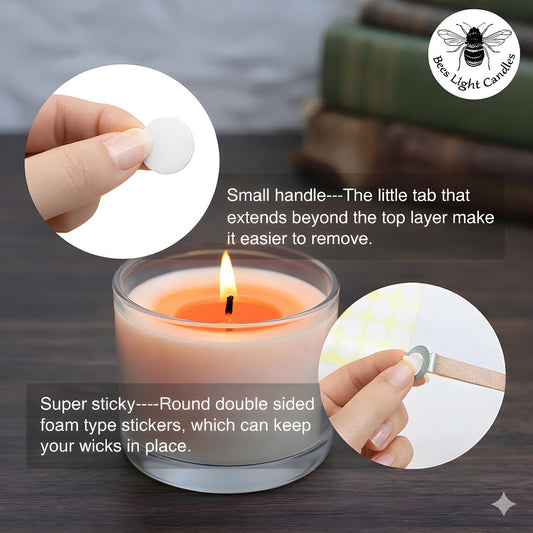 200 Pack Wick Stickers – Adhesive Foam Sticky Glue Dots for Candle Wicks