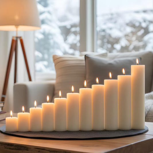 Candle Symphony 11 Piece White-Beeswax Pillar Set 3-Inch Diameter