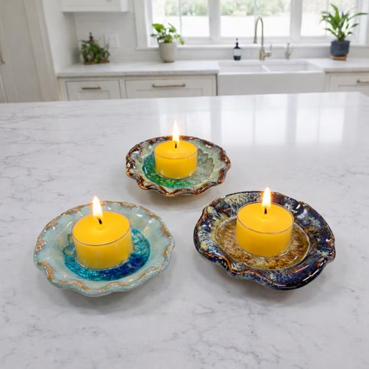 Handmade USA Ceramic Candle Holder Plates & Little Dishes Pottery