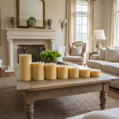 Giant 6 Inch Wide Yellow Beeswax 4 Wick Candles