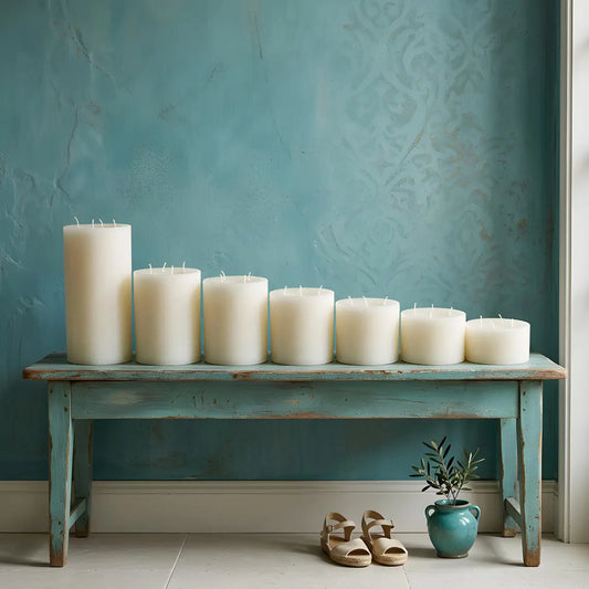 Giant 6 Inch Wide White Beeswax 4 Wick Candles
